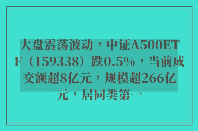 大盘震荡波动，中证A500ETF（159338）跌0.5%，当前成交额超8亿元，规模超266亿元，居同类第一