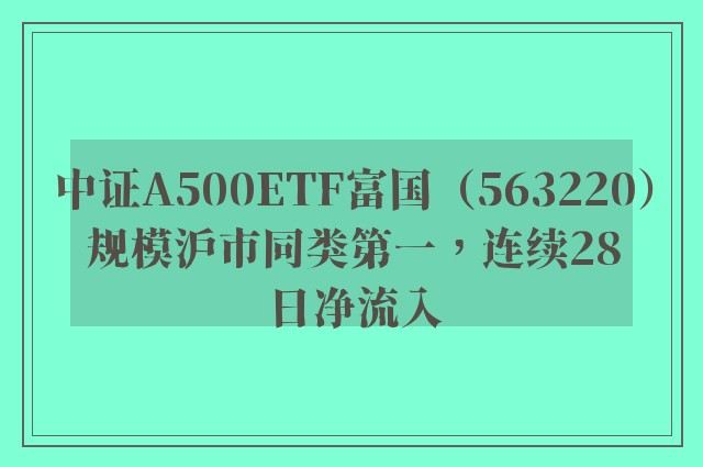 中证A500ETF富国（563220）规模沪市同类第一，连续28日净流入