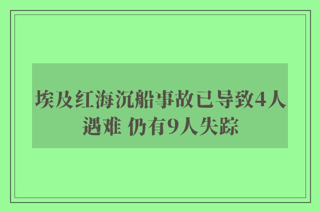 埃及红海沉船事故已导致4人遇难 仍有9人失踪