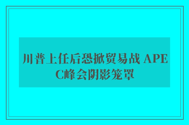 川普上任后恐掀贸易战 APEC峰会阴影笼罩