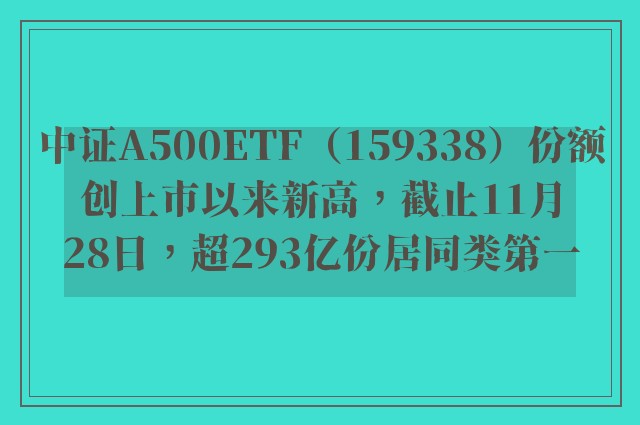 中证A500ETF（159338）份额创上市以来新高，截止11月28日，超293亿份居同类第一