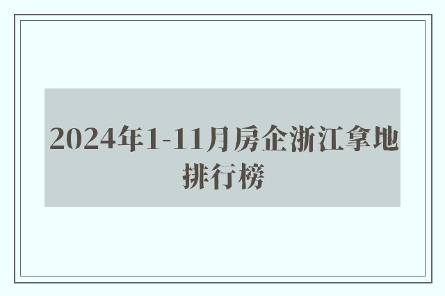 2024年1-11月房企浙江拿地排行榜