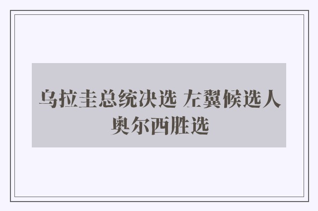 乌拉圭总统决选 左翼候选人奥尔西胜选