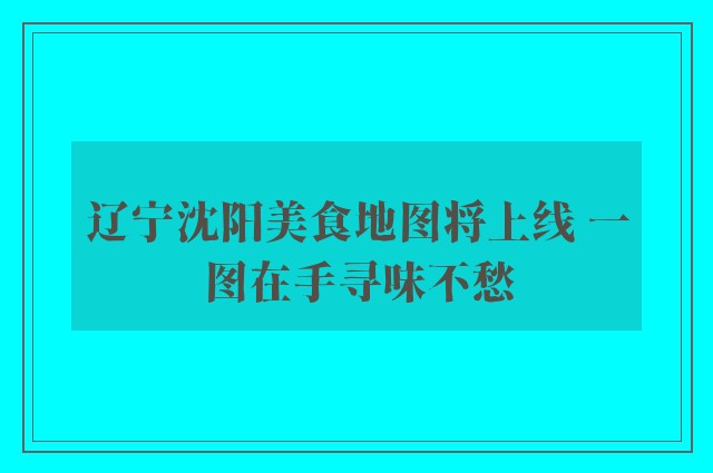 辽宁沈阳美食地图将上线 一图在手寻味不愁