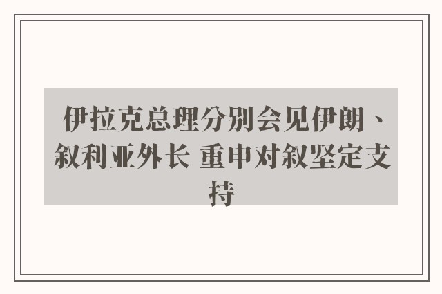 伊拉克总理分别会见伊朗、叙利亚外长 重申对叙坚定支持