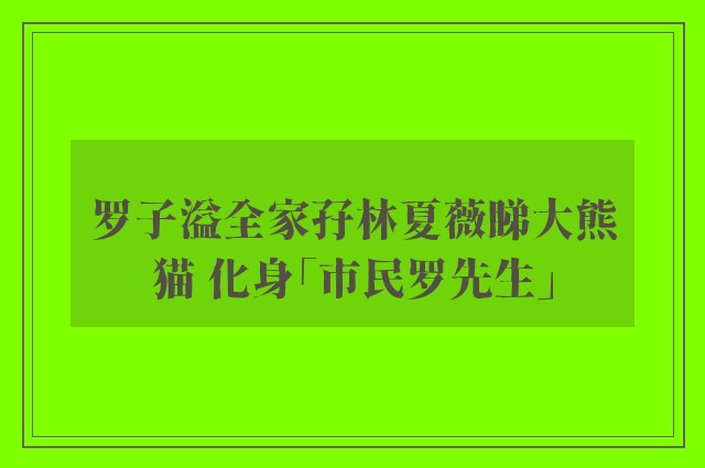 罗子溢全家孖林夏薇睇大熊猫 化身「市民罗先生」