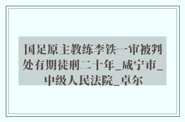 国足原主教练李铁一审被判处有期徒刑二十年_咸宁市_中级人民法院_卓尔