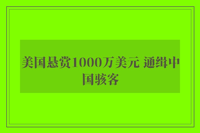 美国悬赏1000万美元 通缉中国骇客