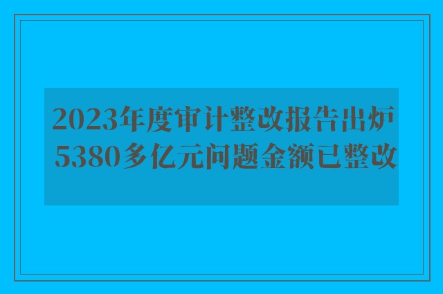 2023年度审计整改报告出炉 5380多亿元问题金额已整改